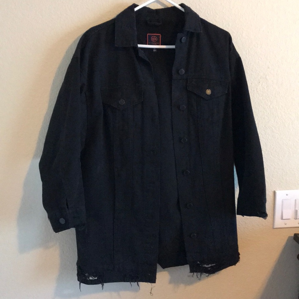 A black denim gothic print jacket - Picture 5 of 6